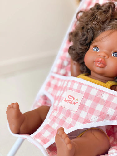Folding Doll Stroller - Pink Gingham